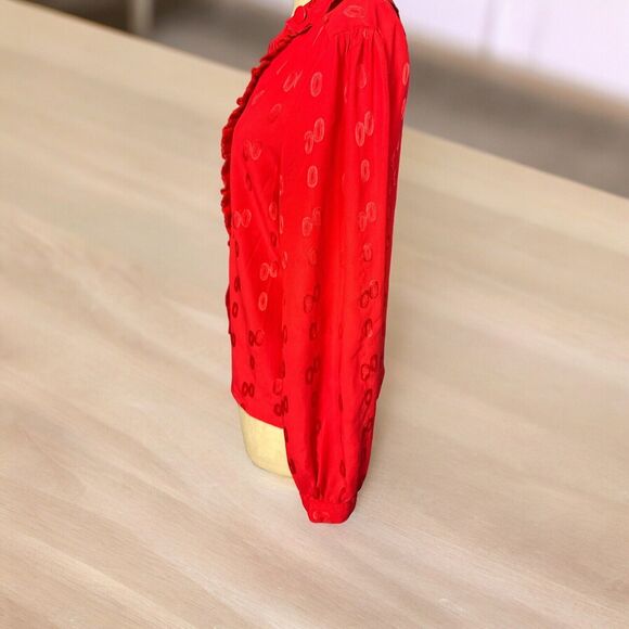 Gold Sun Red Button up Blouse Career Work Suit Casual Size Small - Picture 2 of 3